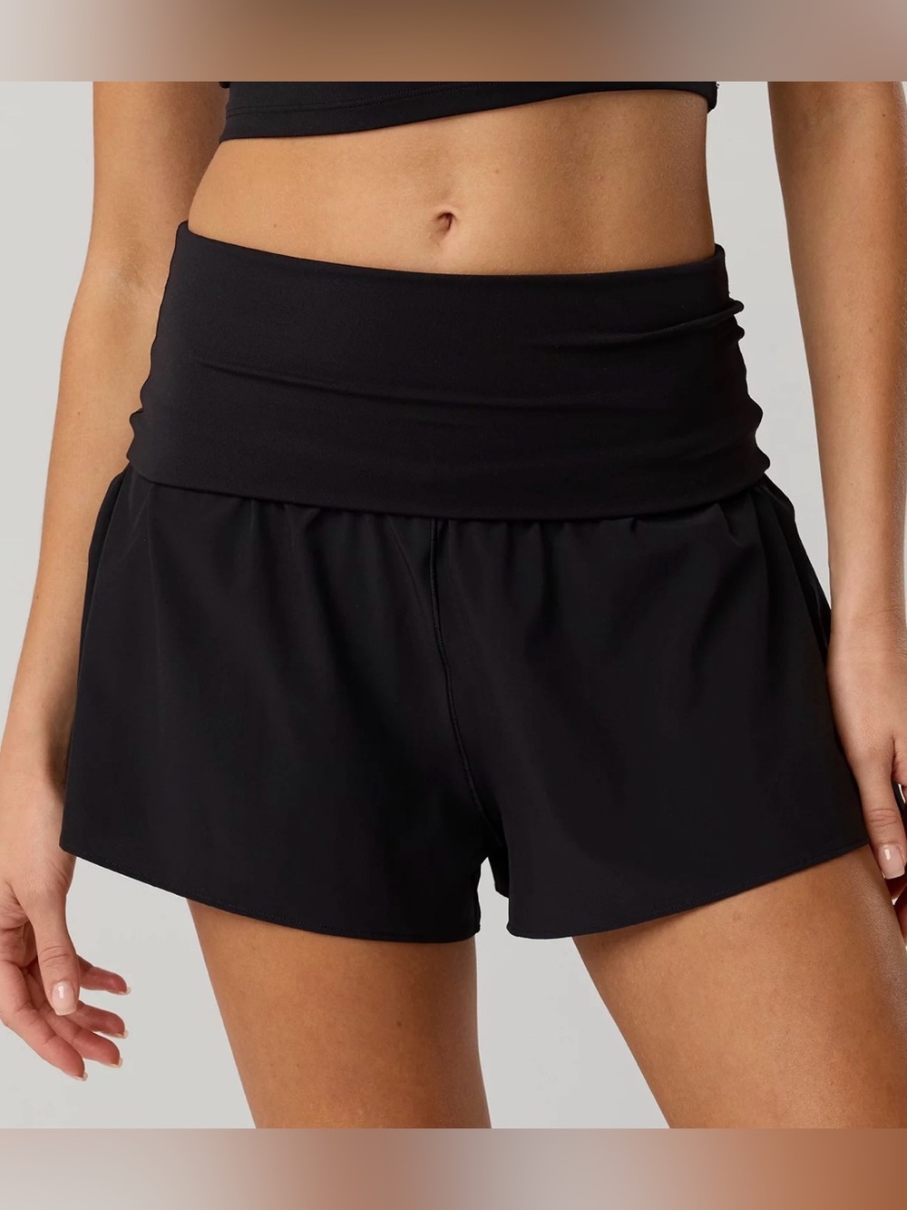 OFFLINE By Aerie Real Me Foldover Flowy Short, Black, sz M